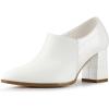 imageAllegra K Womens Heel Boots Pointed Toe Chunky Heels Ankle BootiesWhite