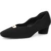 imageAllegra K Womens Mental Buckle Chunky Heel Square Toe Slip on PumpsBlack