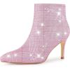 imageAllegra K Womens Plaid Pointed Toe Side Zip Stiletto Heel Ankle BootsGlitter Pink