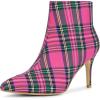 imageAllegra K Womens Plaid Pointed Toe Side Zip Stiletto Heel Ankle BootsHot Pink
