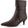 imageAllegra K Womens Pointed Toe Side Zip Kitten Heel Ankle BootsCoffee