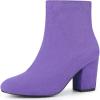 imageAllegra K Womens Round Toe Chunky Heel Ankle BootsPurple