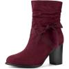 imageAllegra K Womens Slouch Chunky Heel Ankle BootsBurgundy