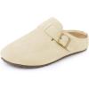 imageAllegra K Womens Suede Clogs Cork Platform Mules with Buckle Slip on SlippersBeige