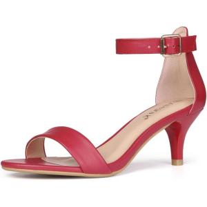 imageAllegra K Womens Ankle Strap Kitten Heel SandalsRed