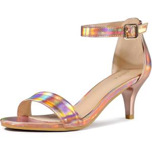 imageAllegra K Womens Ankle Strap Kitten Heel SandalsRose Gold