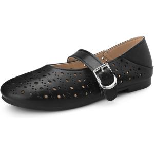 imageAllegra K Womens Buckle Round Toe Slip on Flats PumpsBlack
