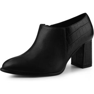 imageAllegra K Womens Heel Boots Pointed Toe Chunky Heels Ankle BootiesBlack