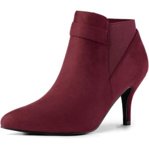 imageAllegra K Womens Pointed Toe Stiletto Heel Chelsea Ankle BootiesBurgundy