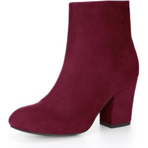 imageAllegra K Womens Round Toe Chunky Heel Ankle BootsBurgundy