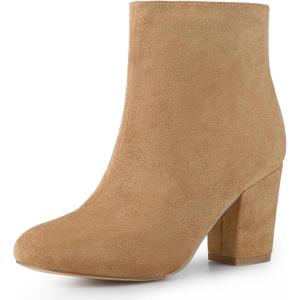 imageAllegra K Womens Round Toe Chunky Heel Ankle BootsCamel