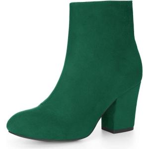 imageAllegra K Womens Round Toe Chunky Heel Ankle BootsEmerald Green