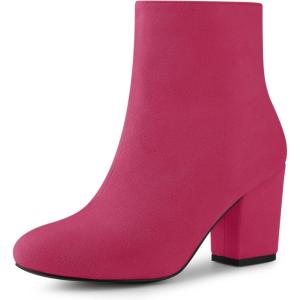 imageAllegra K Womens Round Toe Chunky Heel Ankle BootsHot Pink