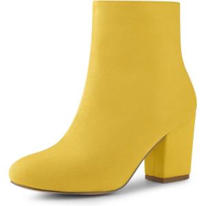 imageAllegra K Womens Round Toe Chunky Heel Ankle BootsYellow