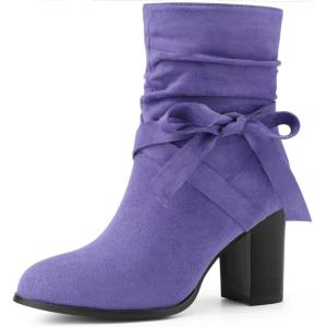 imageAllegra K Womens Slouch Chunky Heel Ankle BootsDark Purple