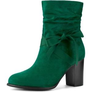 imageAllegra K Womens Slouch Chunky Heel Ankle BootsEmerald Green