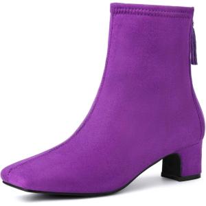 imageAllegra K Womens Square Toe Ankle Boots Chunky Low Heels BootsPurple