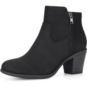 imageAllegra K Womenss Low Chunky Heel Side Zipper Ankle BootiesBlack