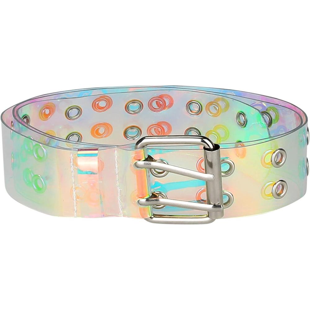 imageAllegra K Womens Clear Waist Belts Plus Size Grommet Transparent Pin Buckle Belt for Jeans Dresses ShortsColorful