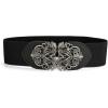 imageuxcell Wide Elastic Vintage High Stretchy Retro Waist Belt with Buckle for WomenBlack