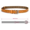 imageuxcell Hollow Floral Retro Vintage Faux Leather Belt With Buckle for WomenBrown