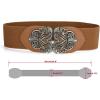 imageuxcell Wide Elastic Vintage High Stretchy Retro Waist Belt with Buckle for WomenBrown