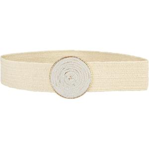 imageAllegra K Womens Elastic Wide Waist Belts Braided Belts for Dress Hook BuckleWhite