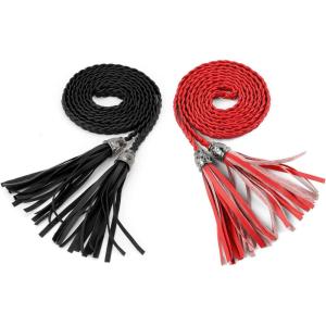imageAllegra K Womens Tassels Braided Waist Belt Self Tie Woven Skinny Belts for DressBlack  Red