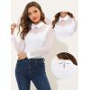 imageAllegra K Mesh Insert Tops for Womens Long Sleeves Point Collar Work Blouse