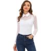 imageAllegra K Mesh Insert Tops for Womens Long Sleeves Point Collar Work Blouse