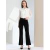 imageAllegra K Womens Velvet Pants Botton Decor High Waist Wide Flare Leg Pants
