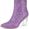 imageAllegra K Womens Clear Block Heel Glitter Ankle BootsPurple