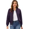 imageAllegra K Womens Quilted Zip Up Raglan Long Sleeve Bomber JacketDark Purple