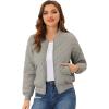 imageAllegra K Womens Quilted Zip Up Raglan Long Sleeve Bomber JacketGray