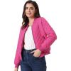 imageAllegra K Womens Quilted Zip Up Raglan Long Sleeve Bomber JacketHot Pink