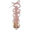 imageAllegra K Womens Open Toe Stiletto Heel Lace Up Heels SandalsDust Pink