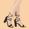 imageAllegra K Womens Strappy Heels Black Lace Up Chunky High Heels Sandal 7 M US