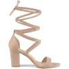 imageAllegra K Womens Strappy Lace Up Chunky High Heels Nude Heels Sandals 65 M US