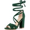 imageAllegra K Women Crisscross Front Block Heeled Lace Up Green Sandals 9 M US