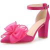imageAllegra K Womens Bow Heels Closed Toe Chunky Heel Pumps SandalsHot Pink