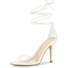 imageAllegra K Womens Clear Strap Stiletto Heel Lace Up Heels SandalsWhite