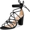 imageAllegra K Womens Lace Up Strappy Heel Chunky Heel SandalsBlack