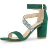 imageAllegra K Womens Rhinestone Open Toe Block Heels SandalsGreen