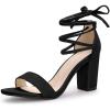 imageAllegra K Womens Strappy Heels Black Lace Up Chunky High Heels Sandal 7 M US