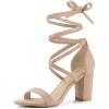 imageAllegra K Womens Strappy Lace Up Chunky High Heels Nude Heels Sandals 65 M US