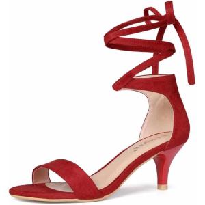 imageAllegra K Womens Kitten Heel Lace Up SandalsRed