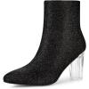 imageAllegra K Womens Glitter Pointed Toe Chunky Heel Ankle BootsBlack