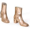 imageAllegra K Womens Metallic Boots Square Toe Chunky Heel Gogo Ankle BootsRose Gold