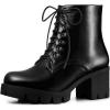imageAllegra K Womens Platform Chunky Heel Combat BootsBlack