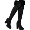 imageAllegra K Womens Platform Faux Fur Zipper Chunky Heel Over Knee Thigh High BootsBlack